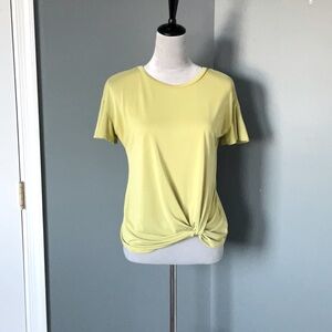 Worthington Twist Knot Detail Scoop Neck Blouse, Yellow, XS